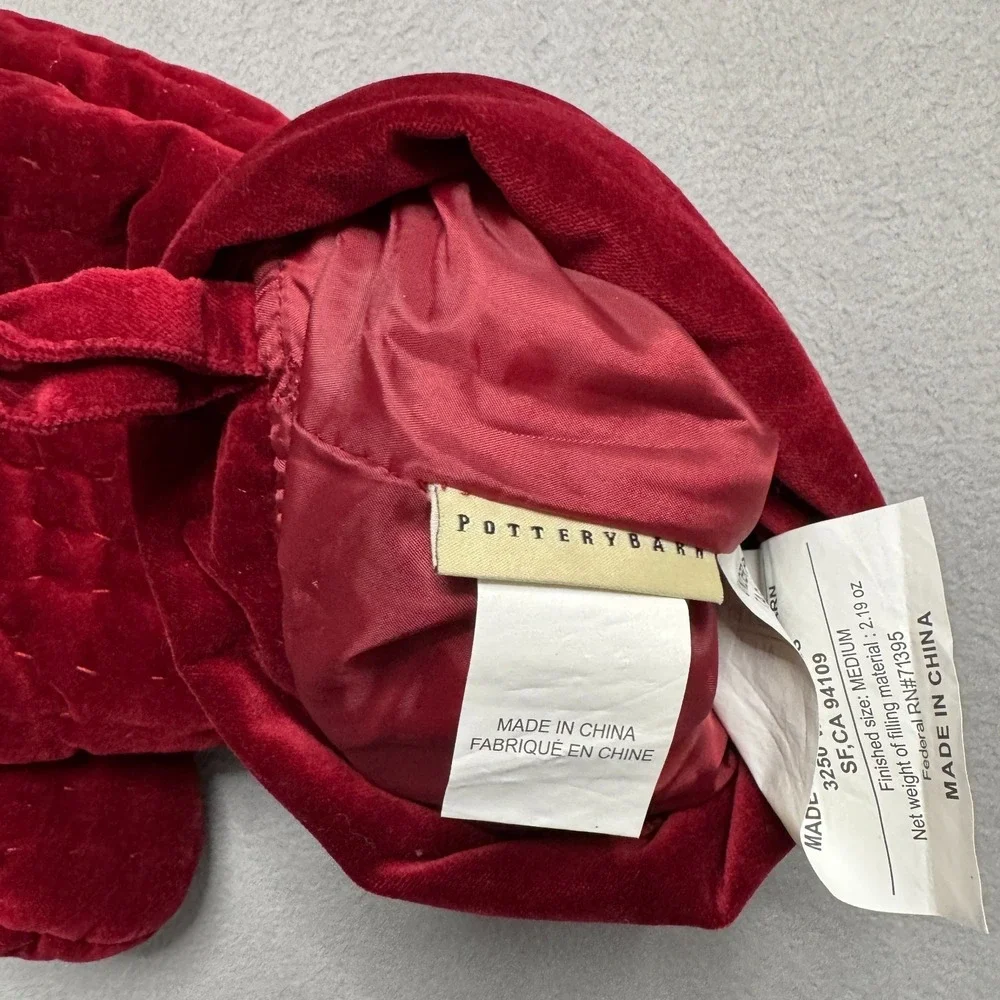 Pottery Barn Christmas Stocking Quilted Velvet Burgundy‎ Red